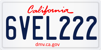 CA license plate 6VEL222
