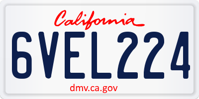 CA license plate 6VEL224