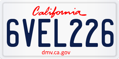 CA license plate 6VEL226