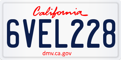 CA license plate 6VEL228