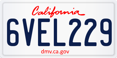 CA license plate 6VEL229