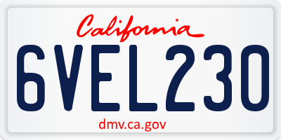 CA license plate 6VEL230