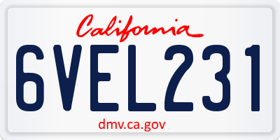 CA license plate 6VEL231