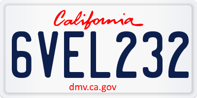 CA license plate 6VEL232