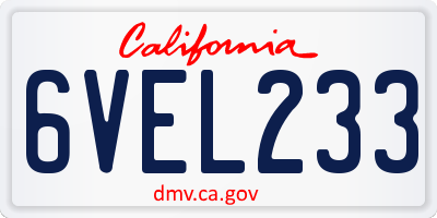 CA license plate 6VEL233