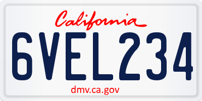CA license plate 6VEL234