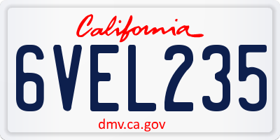 CA license plate 6VEL235