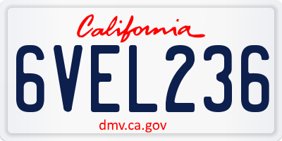 CA license plate 6VEL236