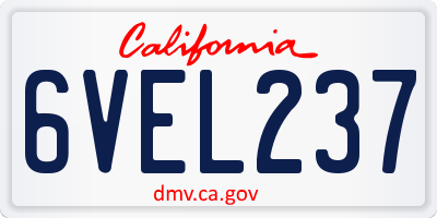 CA license plate 6VEL237