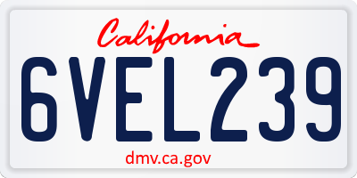 CA license plate 6VEL239