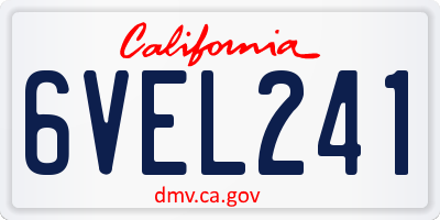 CA license plate 6VEL241