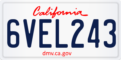 CA license plate 6VEL243