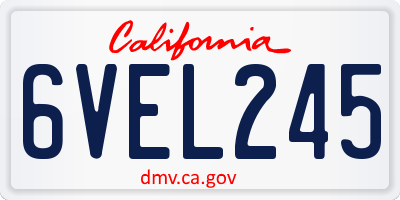 CA license plate 6VEL245
