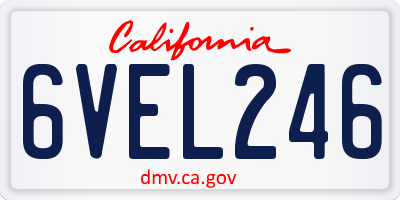 CA license plate 6VEL246