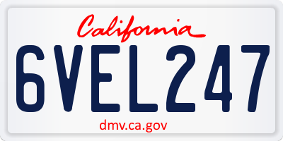 CA license plate 6VEL247