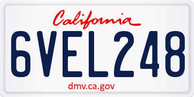 CA license plate 6VEL248