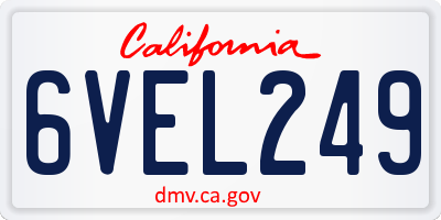 CA license plate 6VEL249