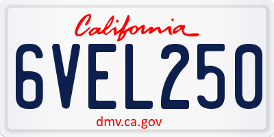 CA license plate 6VEL250