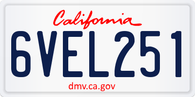 CA license plate 6VEL251