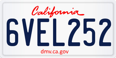 CA license plate 6VEL252