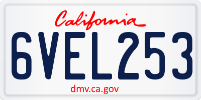 CA license plate 6VEL253
