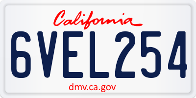 CA license plate 6VEL254