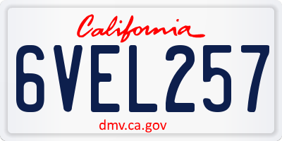 CA license plate 6VEL257