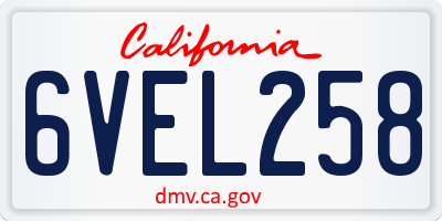 CA license plate 6VEL258