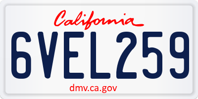CA license plate 6VEL259