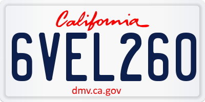 CA license plate 6VEL260