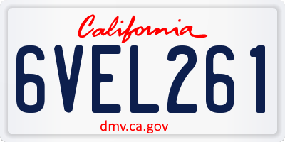CA license plate 6VEL261