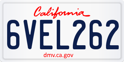CA license plate 6VEL262