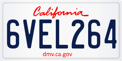 CA license plate 6VEL264