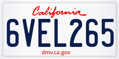 CA license plate 6VEL265