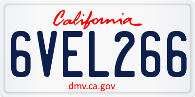 CA license plate 6VEL266
