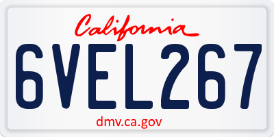 CA license plate 6VEL267