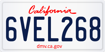 CA license plate 6VEL268