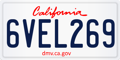 CA license plate 6VEL269