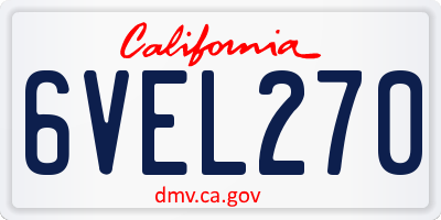 CA license plate 6VEL270