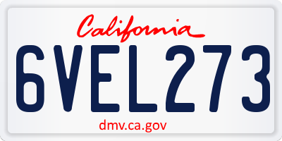 CA license plate 6VEL273