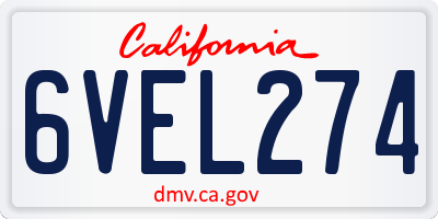 CA license plate 6VEL274