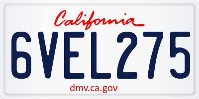 CA license plate 6VEL275
