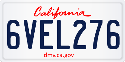 CA license plate 6VEL276