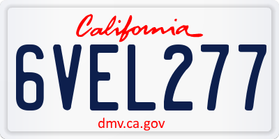 CA license plate 6VEL277