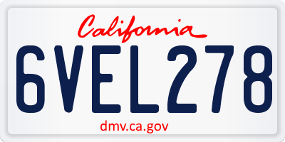CA license plate 6VEL278