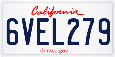 CA license plate 6VEL279