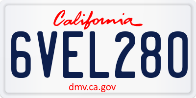 CA license plate 6VEL280
