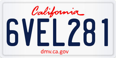 CA license plate 6VEL281