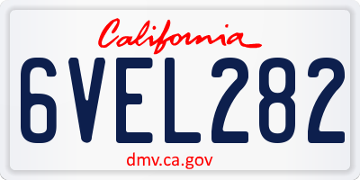CA license plate 6VEL282