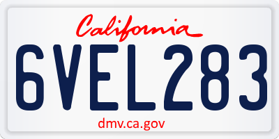 CA license plate 6VEL283